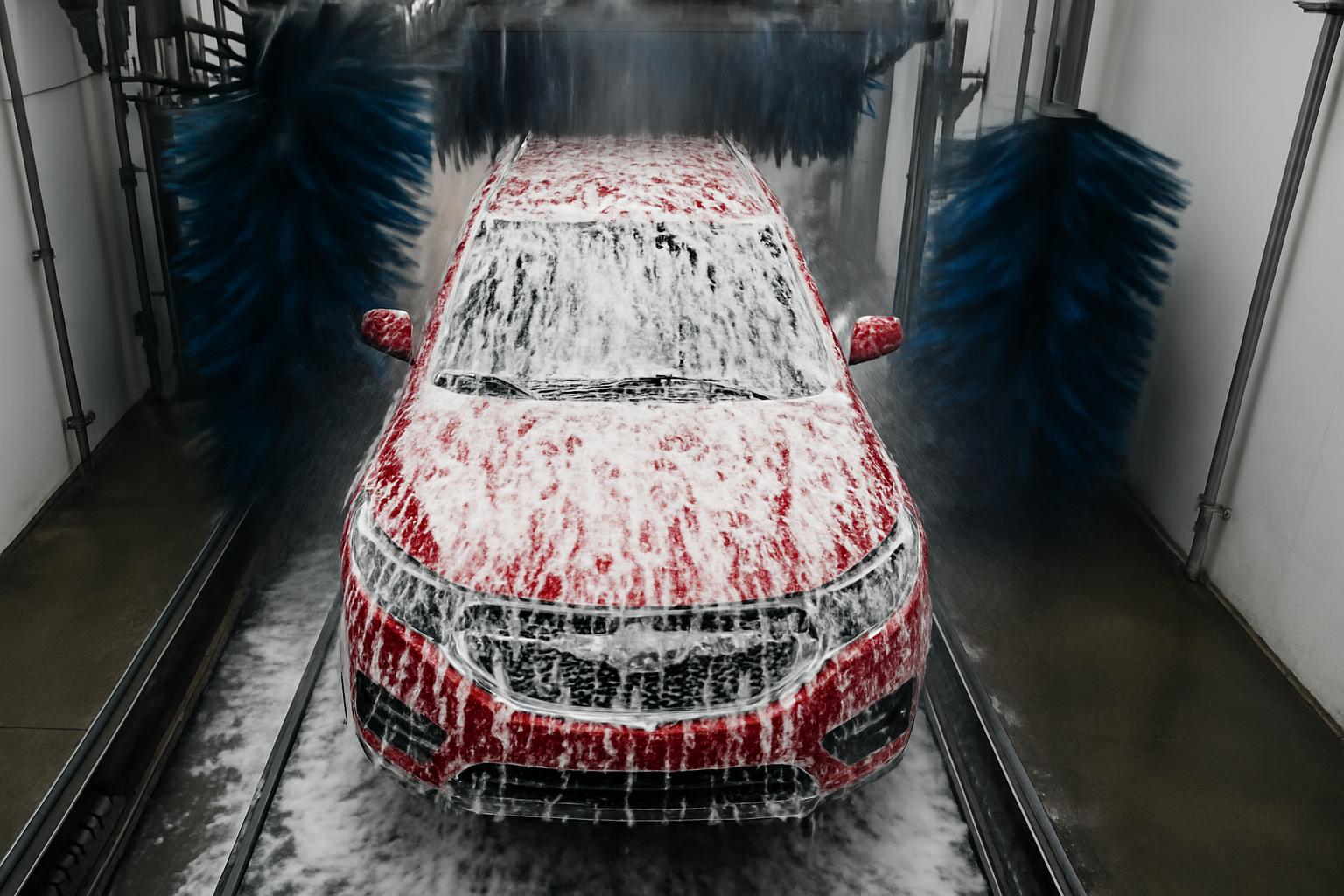 Auto detailer vacuuming interior